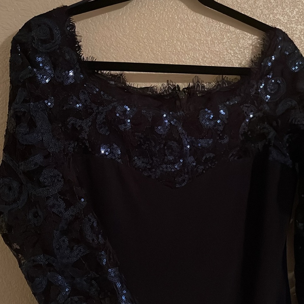 Marina sequence lace, Dark blue mid length woman’s dress - Picture 7 of 7